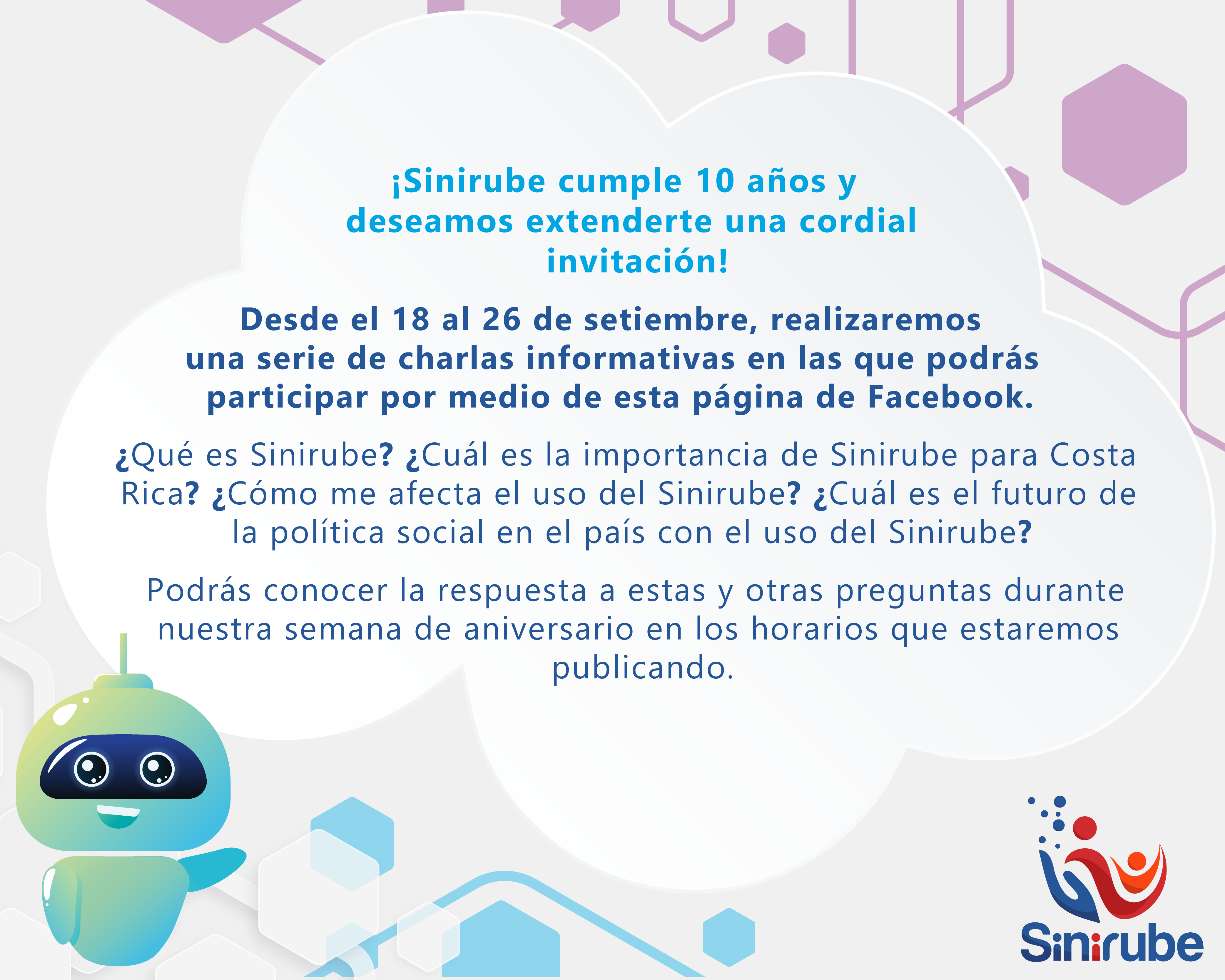 Invitación a las actividades del 10 aniversario del Sinirube