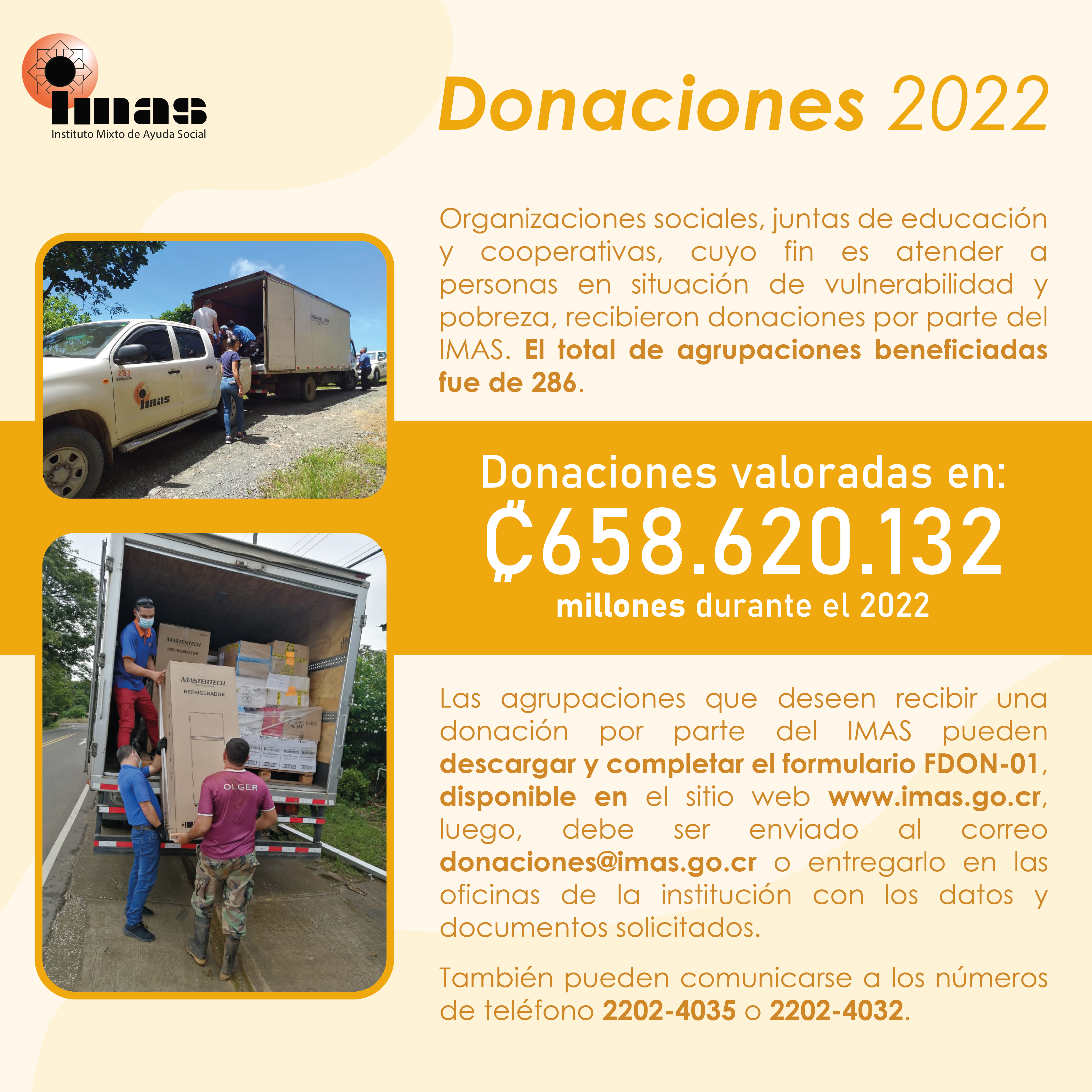 Infograma sobre donaciones IMAS 2022
