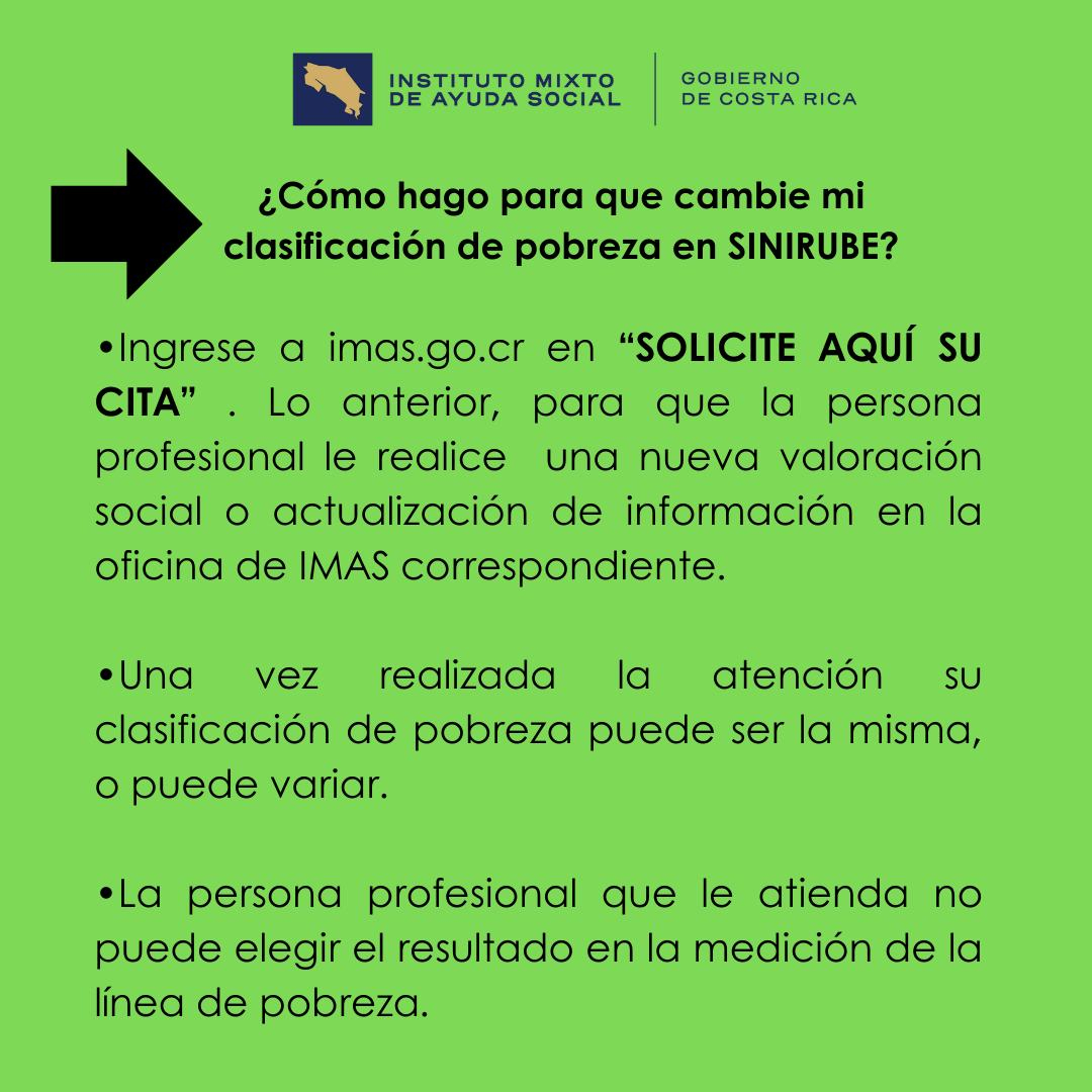 ¿Cómo hago para que cambie mi clasificación de pobreza en Sinirube