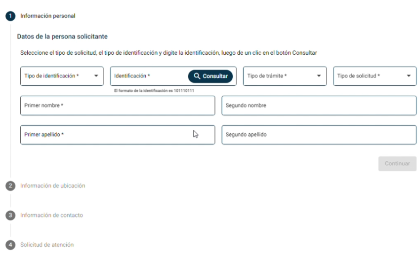 Imagen del Formulario de Solicitud de Atención del IMAS