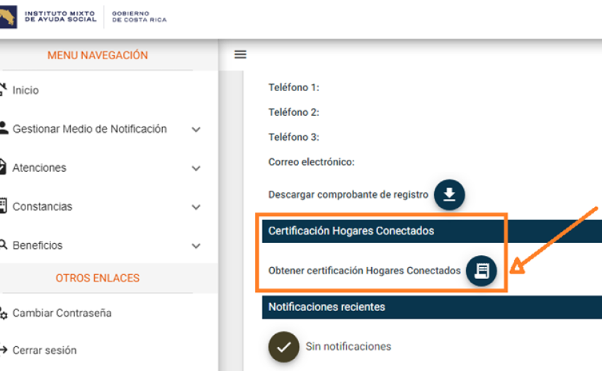 Imagen del El Sistema de Autogestión del IMAS, que integró el nuevo servicio de certificaciones del Programa Hogares Conectados.
