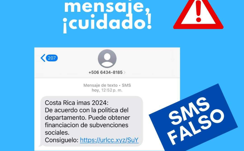 En la foto mensaje que están recibiendo las personas usuarias donde se les invita a ingresar sus datos personales en links falsos y que resultan posteriormente en estafasan